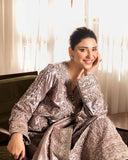 Hamna — Sunehri tea pink embroidered lama silk suit with zari tissue dupatta