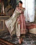 Lamia — Sunehri pink silver embroidered zarri silk suit with hand-embellished beadwork