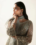 Meline — Fleur mint green embroidered net suit with pearl and crystal dabka embroidery