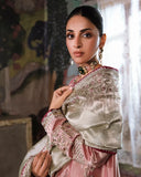 Lamia — Sunehri pink silver embroidered zarri silk suit with hand-embellished beadwork