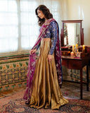 Meena — Sunehri blue embroidered satin zari lehenga with kasab net dupatta