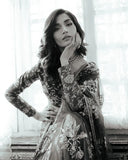 Meena — Sunehri blue embroidered satin zari lehenga with kasab net dupatta