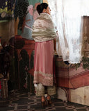 Lamia — Sunehri pink silver embroidered zarri silk suit with hand-embellished beadwork