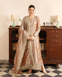 Bakht — Sunehri orange lama silk suit with gold tilla beadwork and zari tissue dupatta