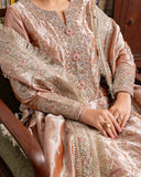 Bakht — Sunehri orange lama silk suit with gold tilla beadwork and zari tissue dupatta
