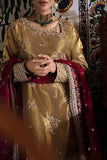 Zaisha — Sunehri tobacco gold zarri silk suit with gold threading and red dupatta