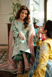 Jana — Sunehri sea green embroidered satin zari suit with zari tissue dupatta