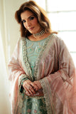 Jana — Sunehri sea green embroidered satin zari suit with zari tissue dupatta