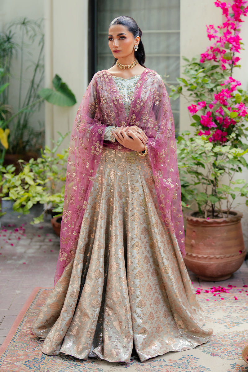 Zima — Sunehri mint green embroidered satin zari lehenga with kasab net dupatta