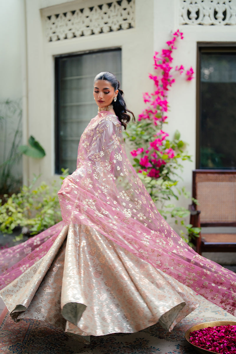 Zima — Sunehri mint green embroidered satin zari lehenga with kasab net dupatta