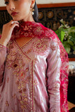 Maheen — Sunehri pink embroidered satin zari suit with jamawar sharara