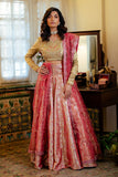 Iqra — Sunehri gold embroidered satin zari lehenga with kasab net dupatta