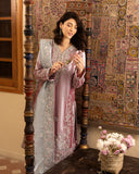 Periwesh — Sunehri dark pink embroidered lama silk suit with zari tissue dupatta