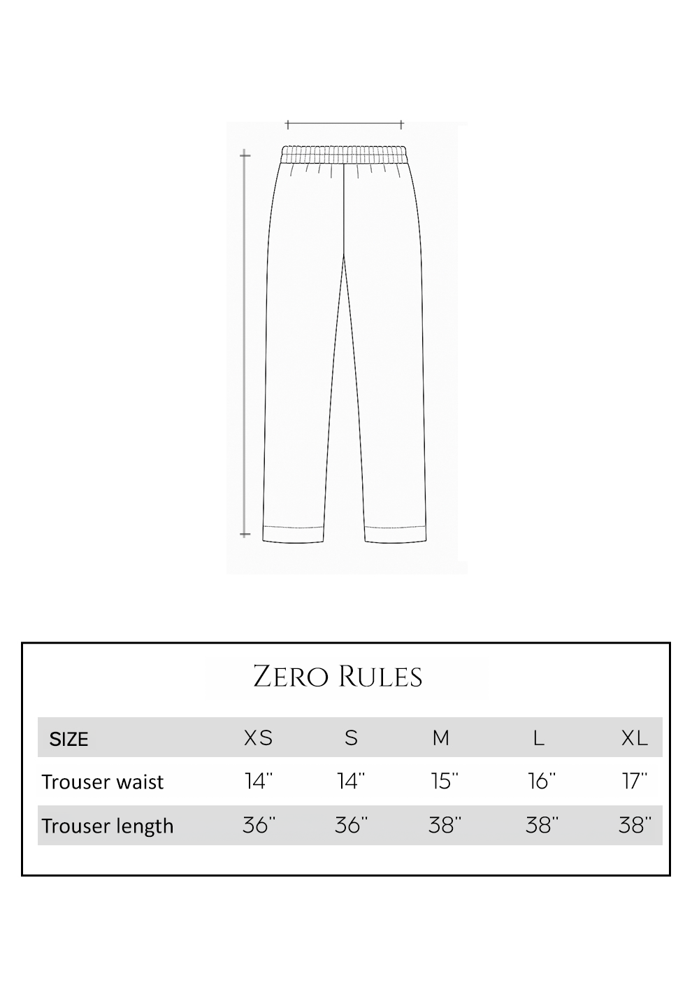 Size guide - trouser
