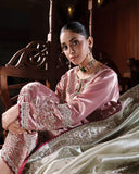 Lamia — Sunehri pink silver embroidered zarri silk suit with hand-embellished beadwork