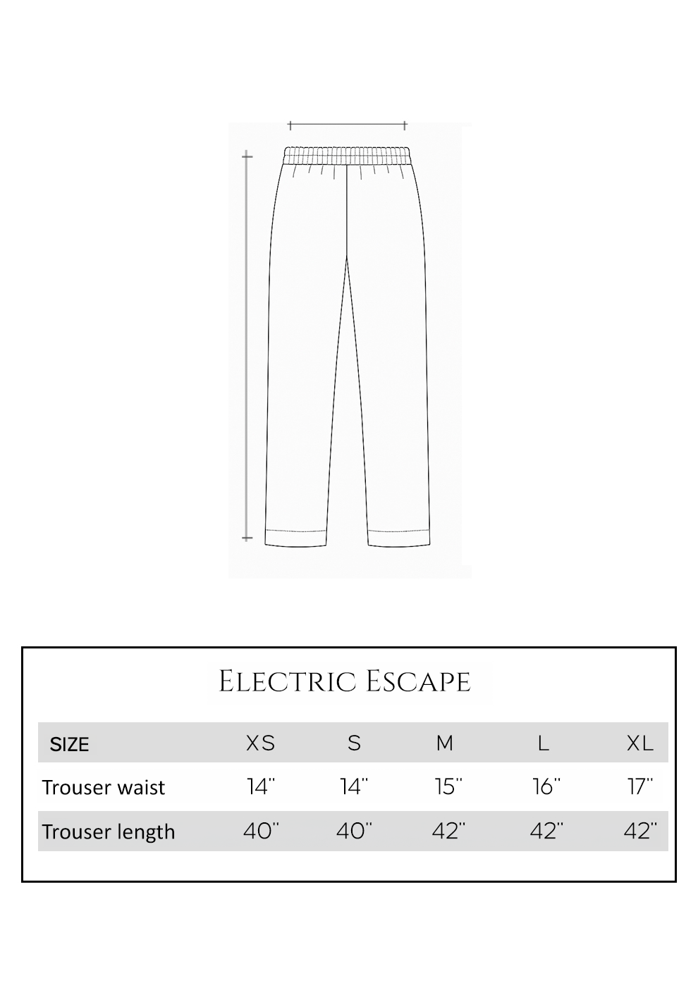 Size guide - trouser