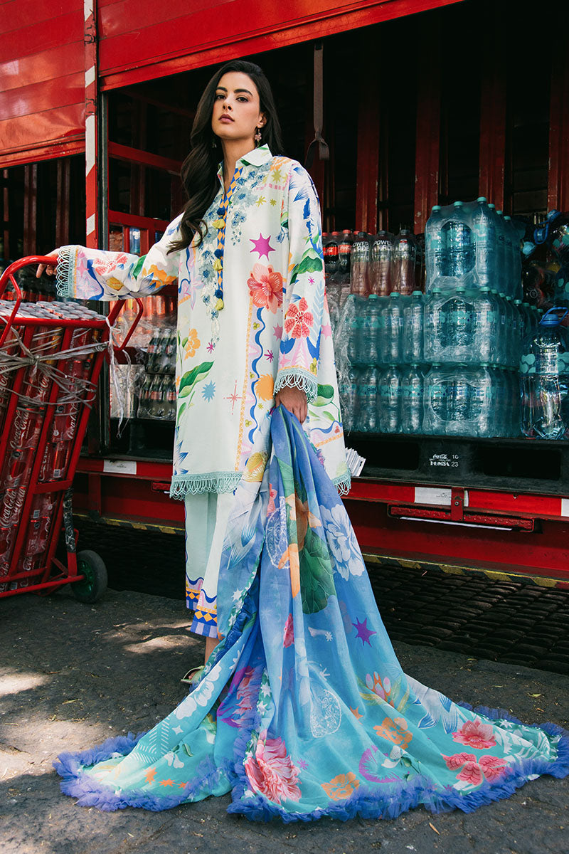 Flaming Roses | La Dolce Hemline Prints'25 Vol 2 | Women | Mushq | Pakistani Designer Dresses USA