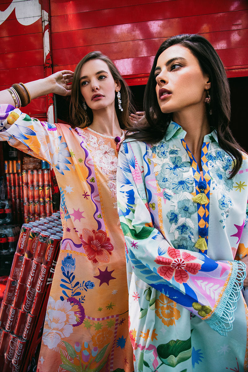 Flaming Roses | La Dolce Hemline Prints'25 Vol 2 | Women | Mushq | Pakistani Designer Dresses USA