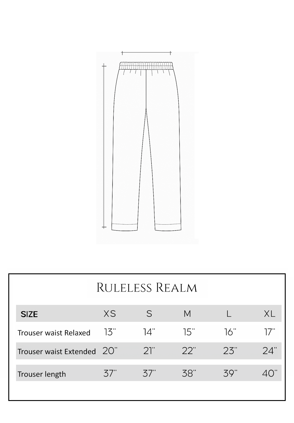 Size guide - trouser