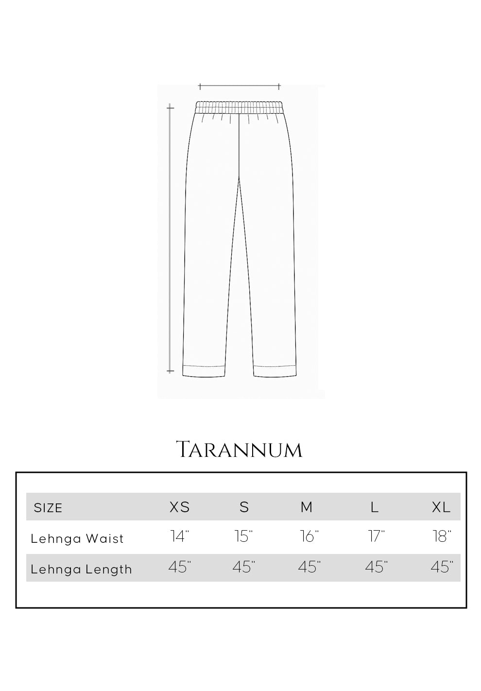 Size guide - trouser